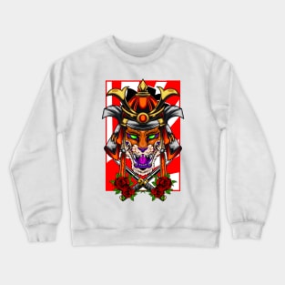 Samurai Fox | Orange Kabuto Crewneck Sweatshirt